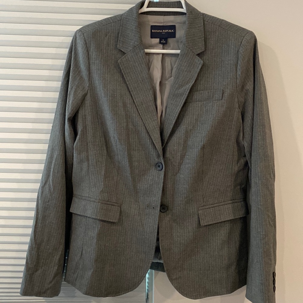 Grey pinstriped blazer